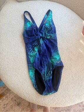 Speedo Blue and Teal Crossback One-Piece Swimsuit